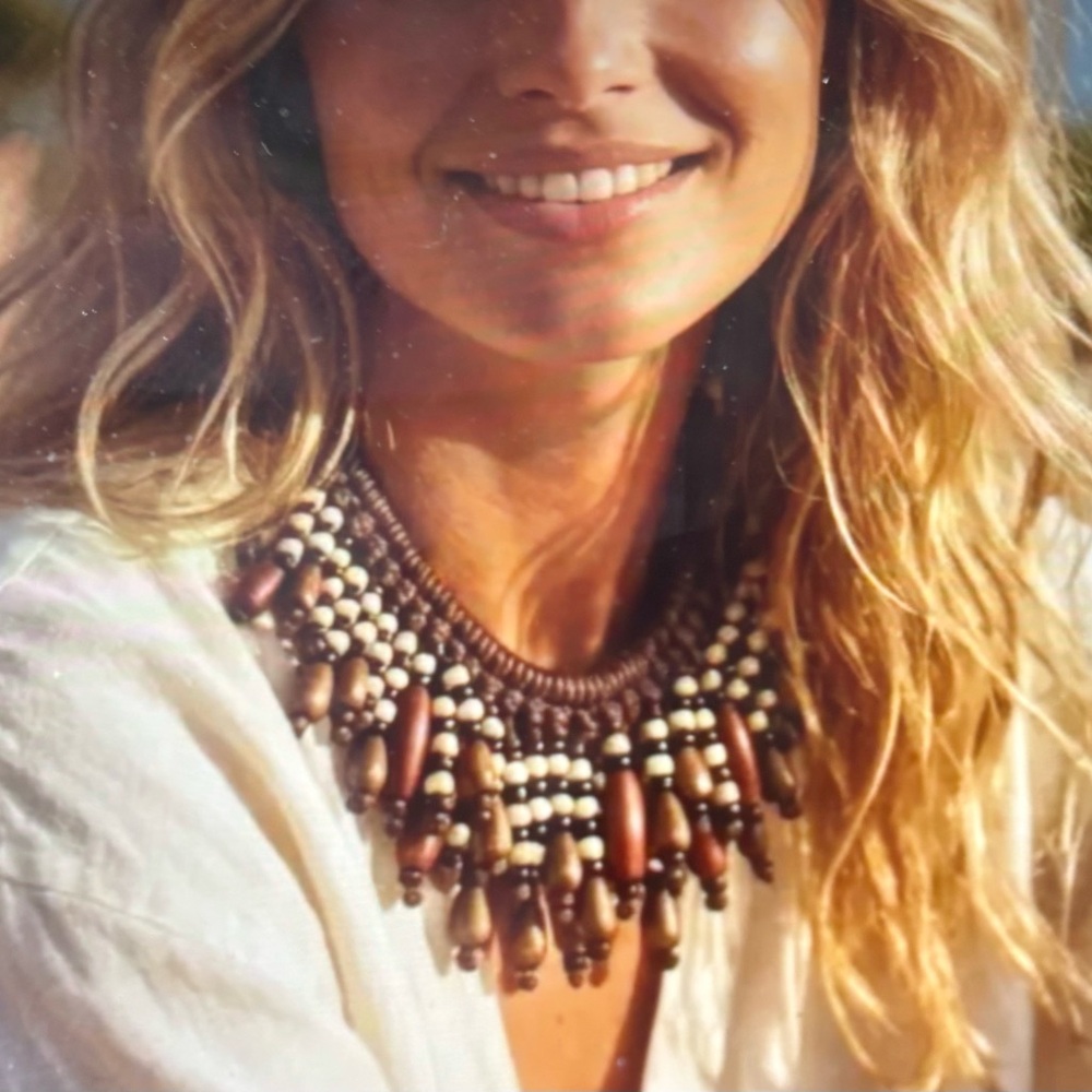 Chunky Boho Beaded Statement Necklace - Picture 4 of 5